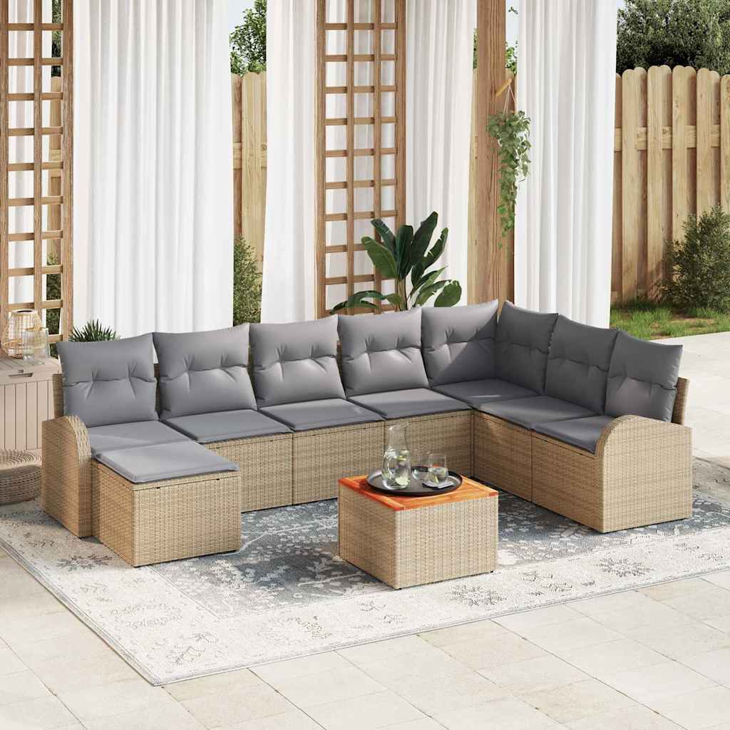 vidaXL Set de canapele pentru grădină 9 pcs Bej, gri deschis