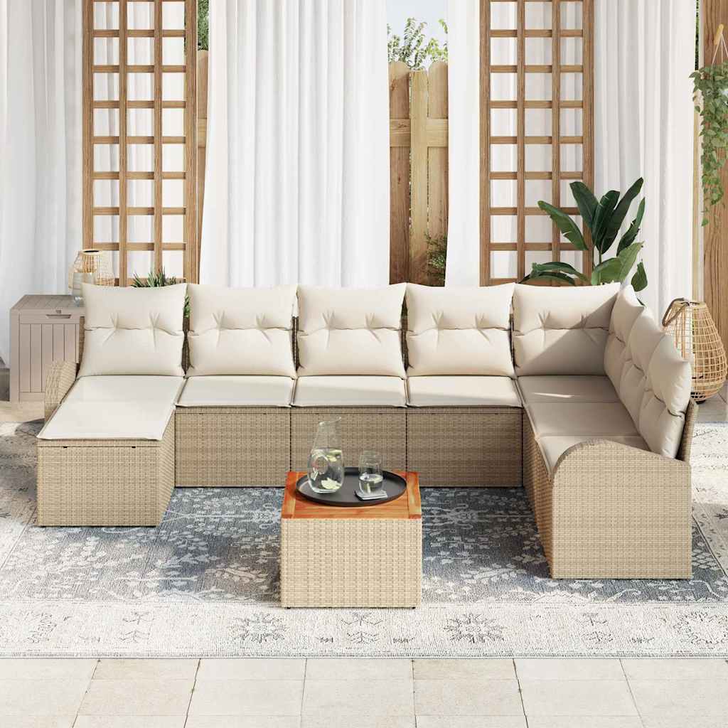 vidaXL Tuin Sofa Set 9 pcs Beige, wit
