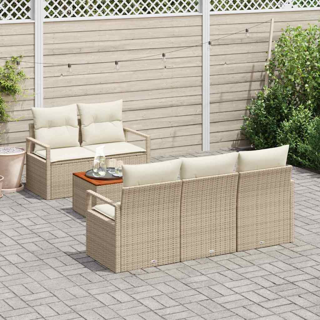vidaXL Tuin Sofa Set 6 pcs Beige, wit Groot Poly rattan