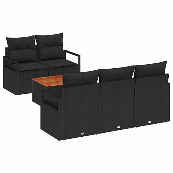 vidaXL Aia Diivanikomplekt 6 tk Must pol&uuml;rotang
