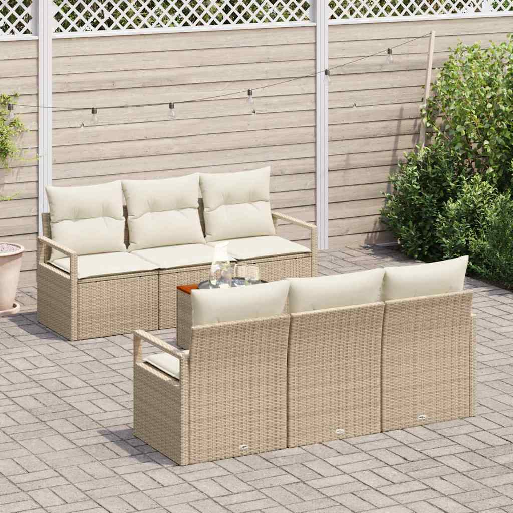 vidaXL Tuin Sofa Set 7 pcs Beige, wit Middel Polyrattan