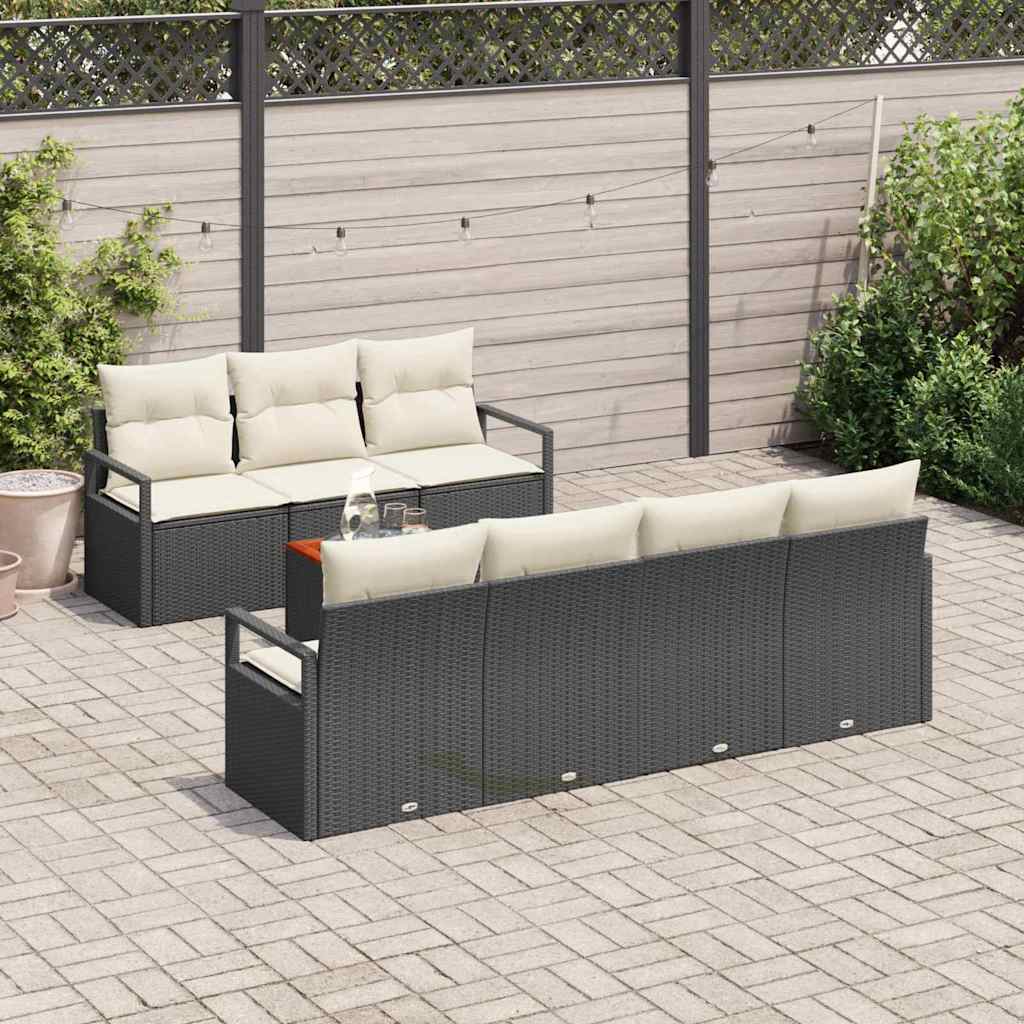 vidaXL Tuin Sofa Set 8 pcs Zwart, wit 55 x 55 x 37 cm Riet, polyester