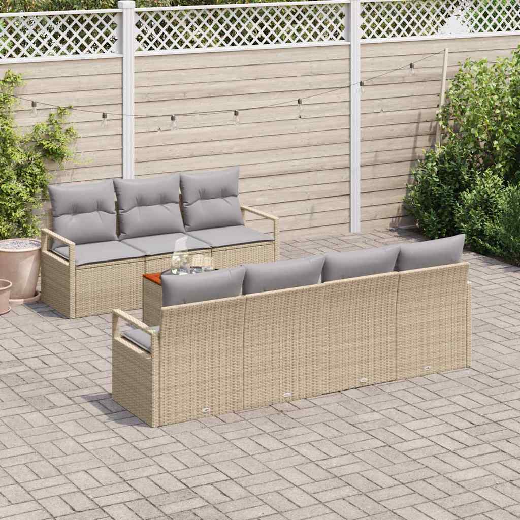 vidaXL Tuin Sofa Set 8 pcs Beige, lichtgrijs Medium Rattan