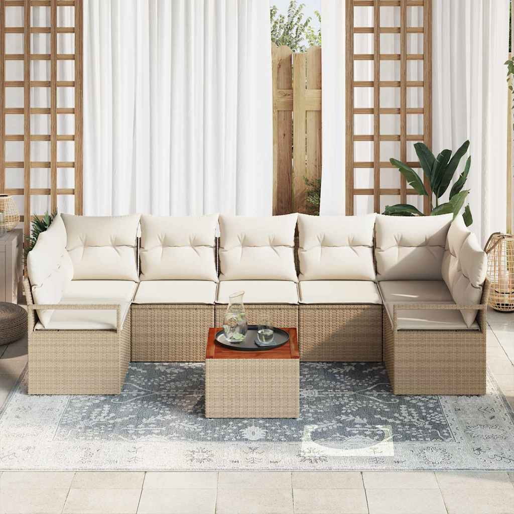 vidaXL Tuin Sofa Set 8 pcs Beige, wit Groot Riet en stof