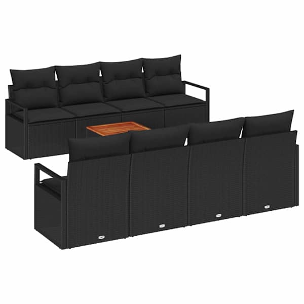 vidaXL Aia Diivanikomplekt 9 tk Must pol&uuml;rotang