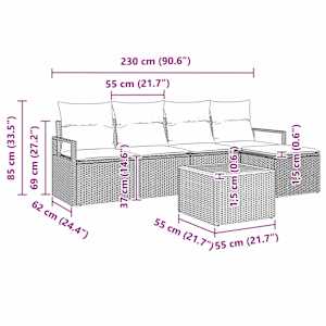 Sada zahradních pohovek 6 pcs Béžová a krémová polyratan - obrázek 13