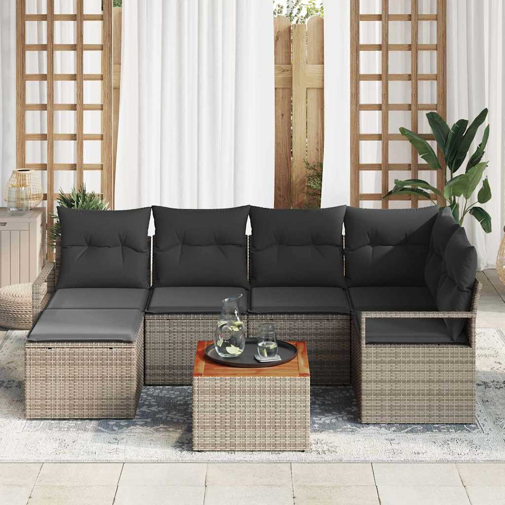 vidaXL Tuinsofa set grijs 7 pcs Grijs Groot Riet, Metaal frame