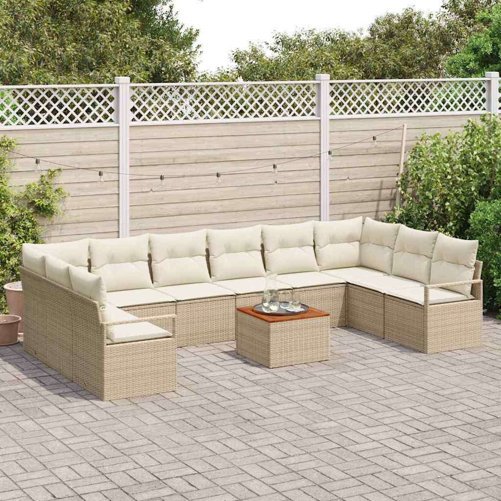 vidaXL Tuin Sofa Set 11 pcs Beige, wit Groot Rattan