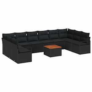 Sada zahradních pohovek s úložištěm 11 pcs Černá polyratan - obrázek 2