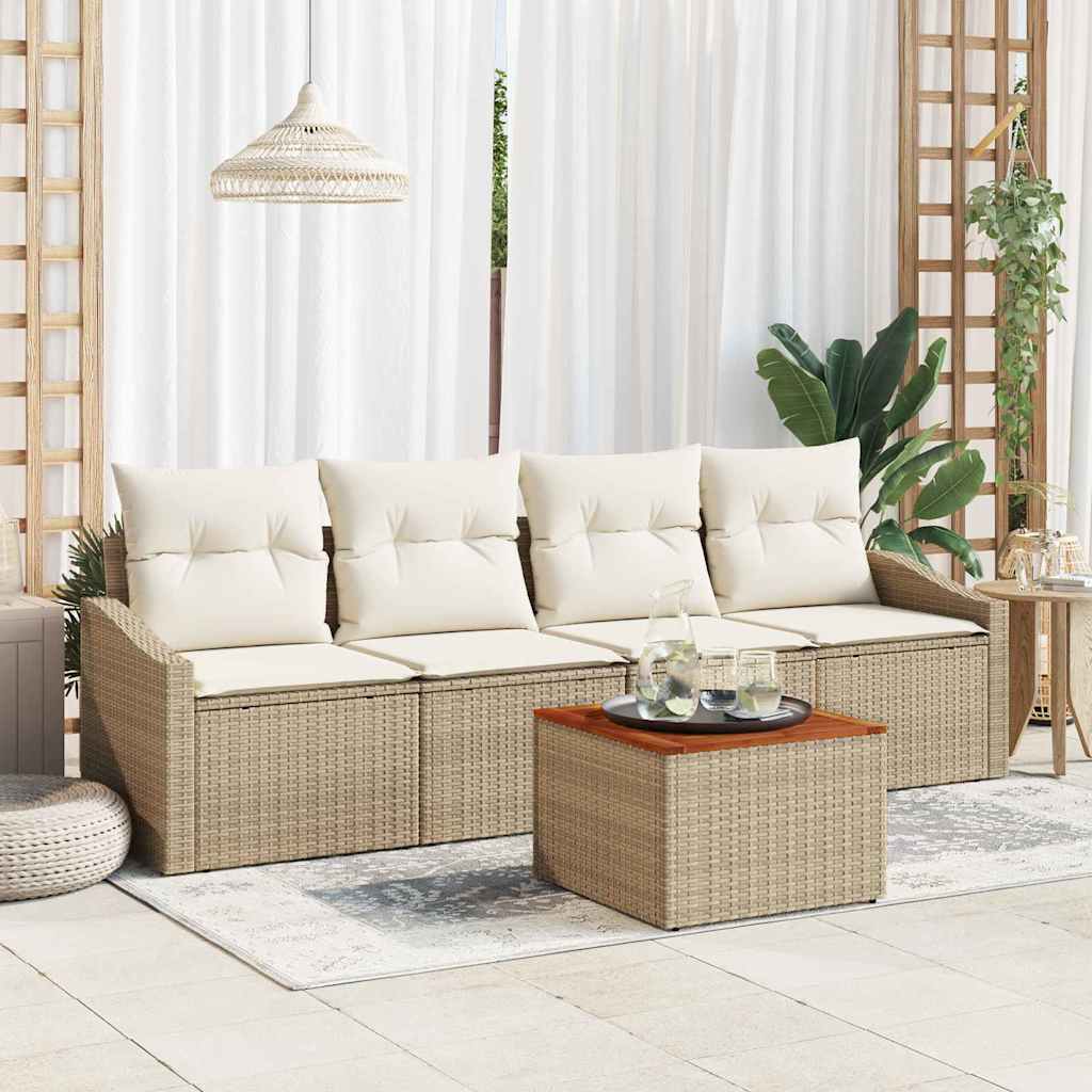 Aia diivaniseade 5 pcs Bež, valge 55 x 55 x 37 cm Rotang, Kanga