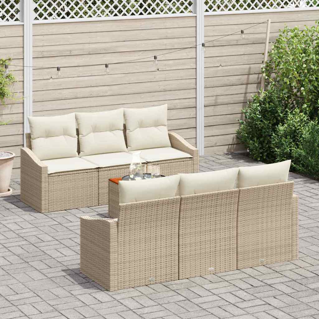 vidaXL Tuin Sofa Set 7 pcs Beige, wit 55 x 55 x 37 cm