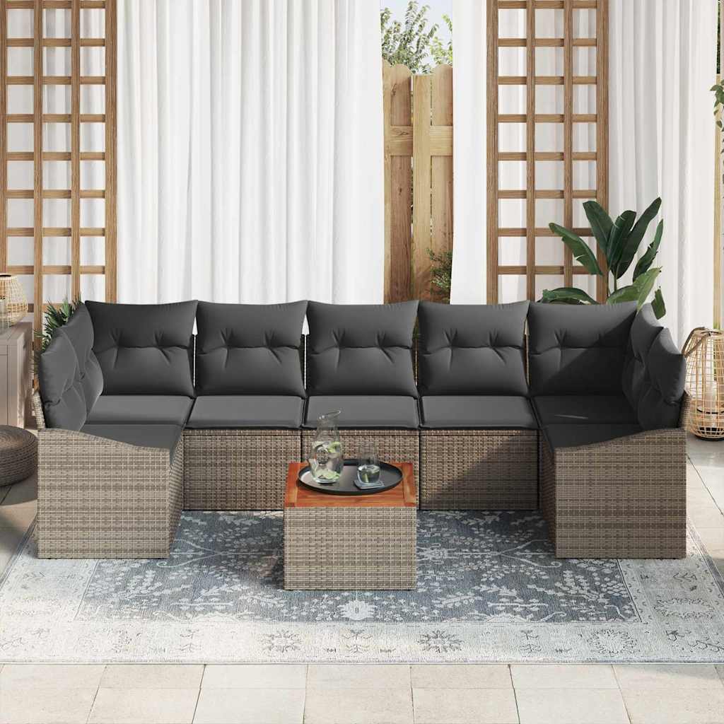 vidaXL Tuin Sofa Set 8 pcs Grijs 55 x 55 x 37 cm Riet, Hout