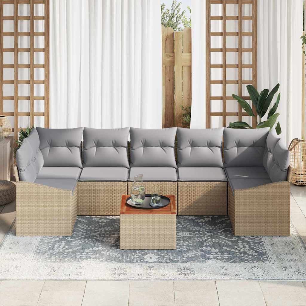 vidaXL Tuin Sofa Set 8 pcs Beige, lichtgrijs 55 x 55 x 37 cm