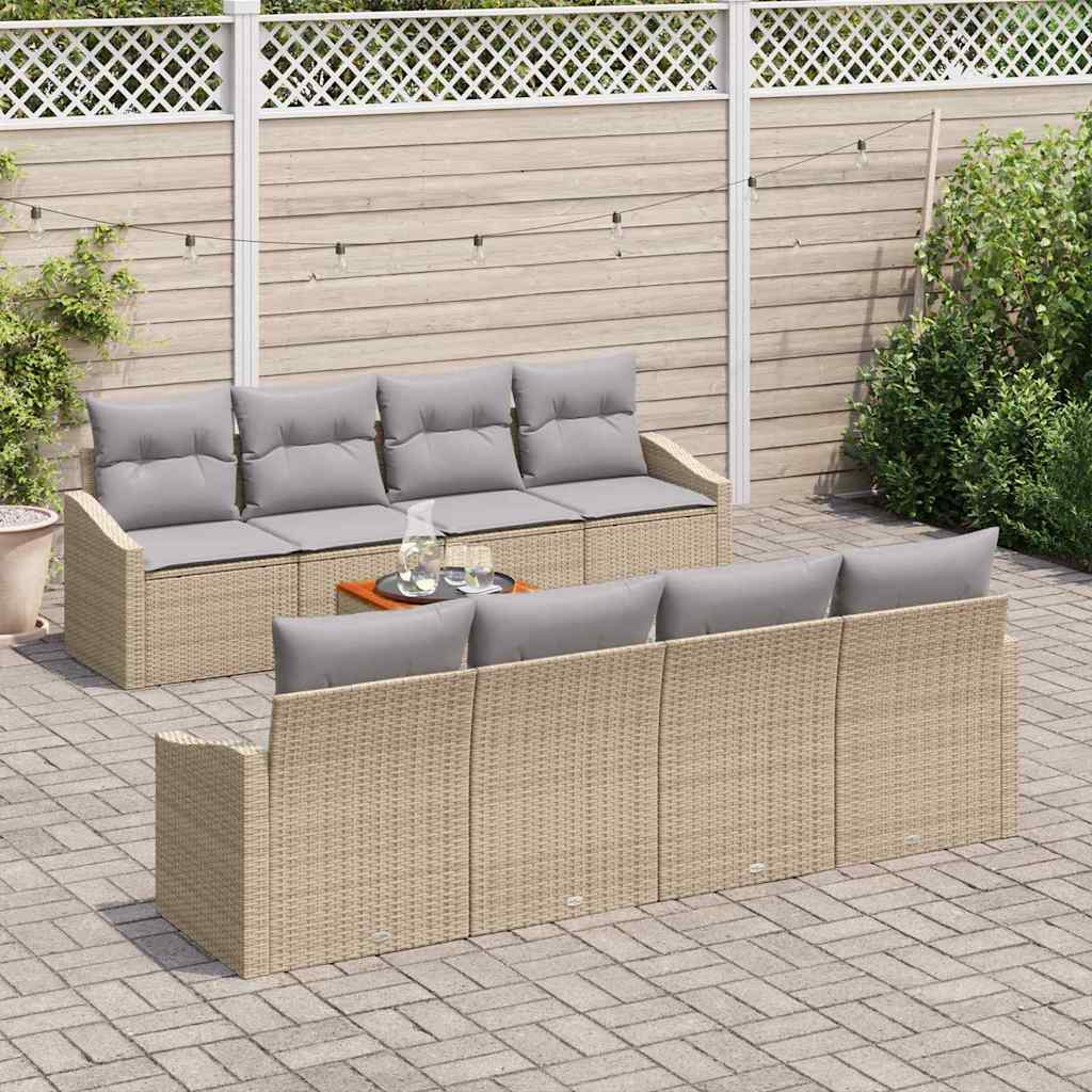 vidaXL Tuin Sofa Set 7 pcs Beige, lichtgrijs 55 x 55 x 37 cm