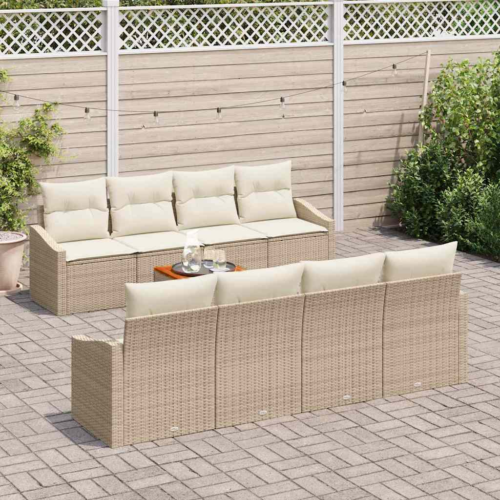 vidaXL Tuin Sofa Set 7 pcs Beige, wit 55 x 55 x 37 cm