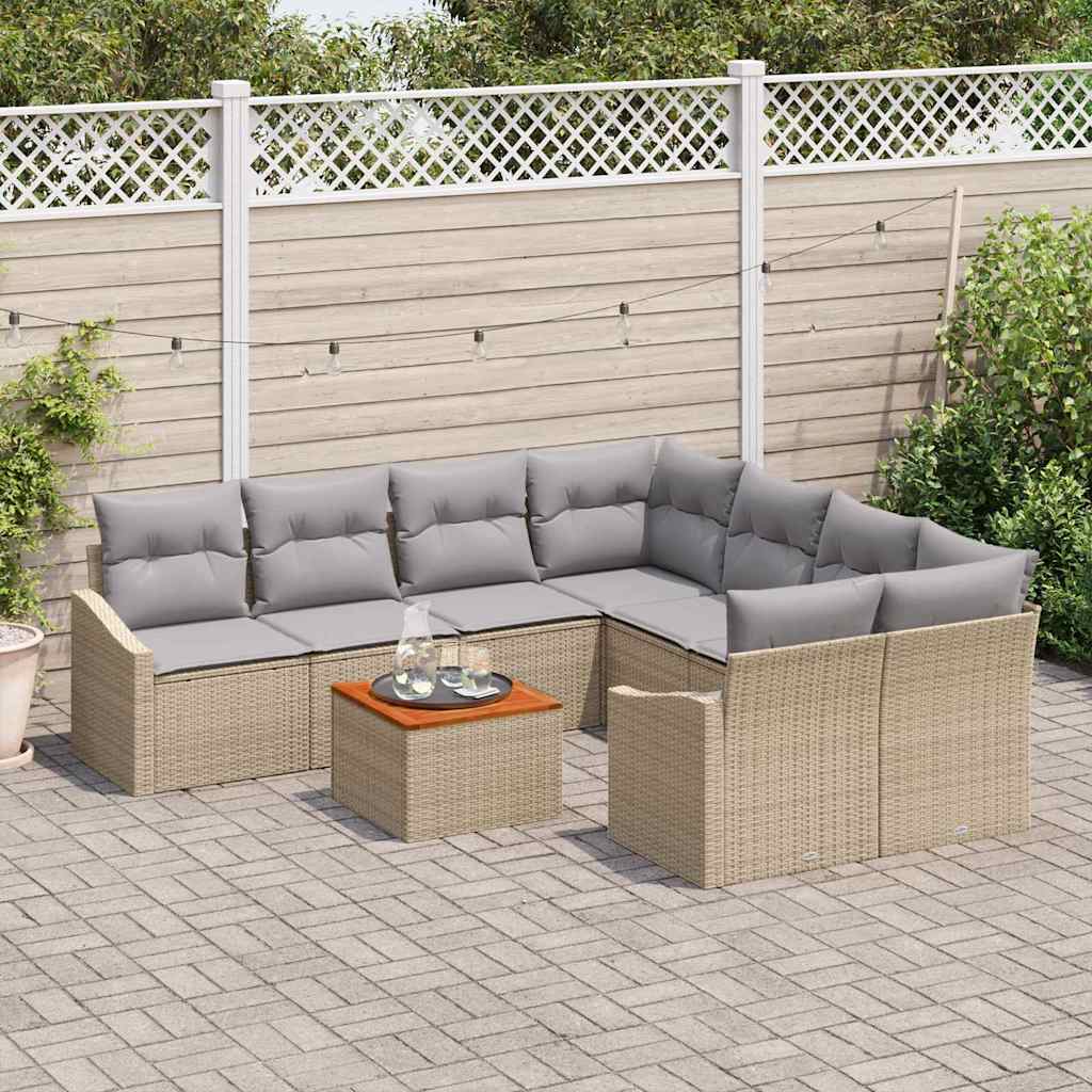 vidaXL Tuin Sofa Set 9 pcs Beige, lichtgrijs 55 x 55 x 37 cm