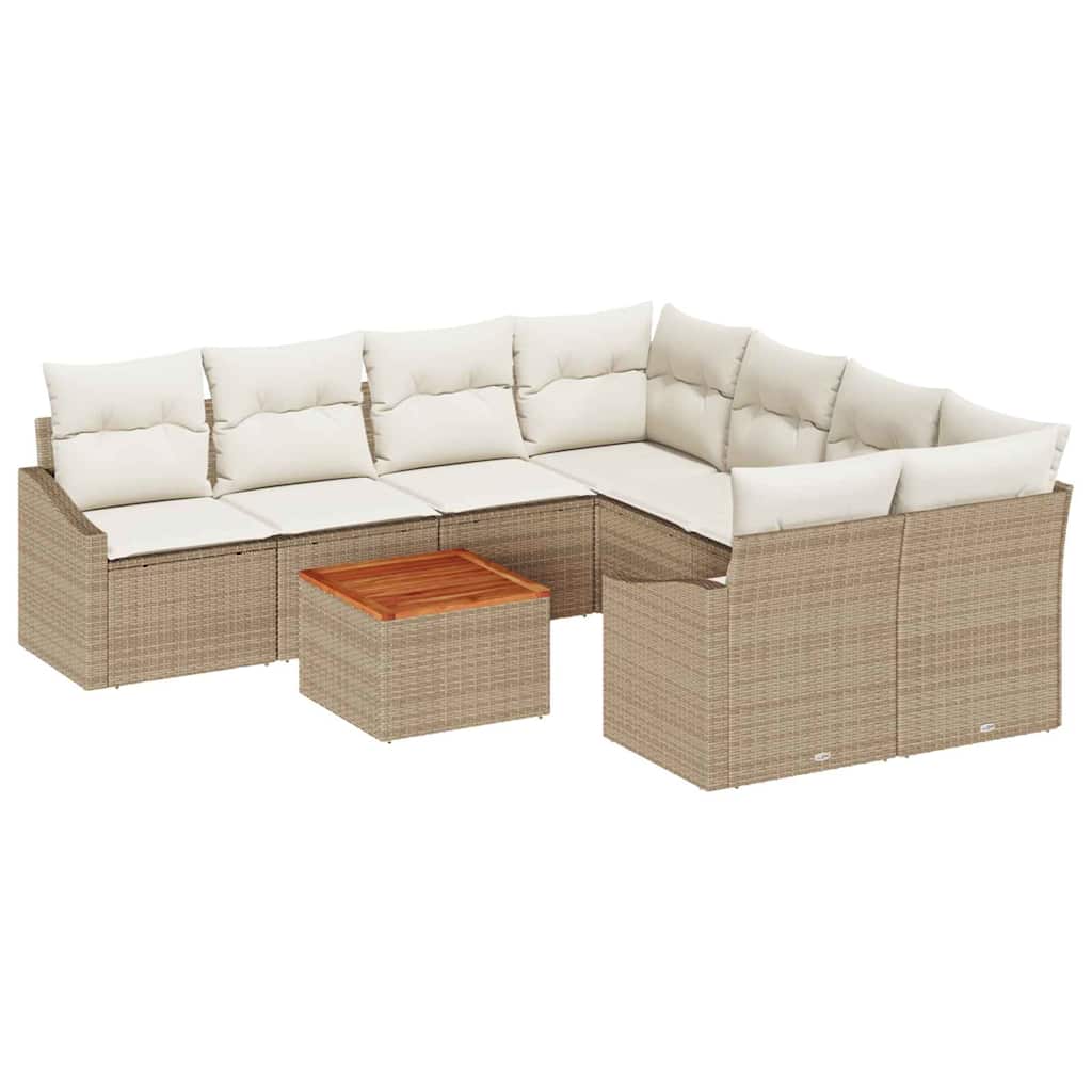 Thumbnail - vidaXL Garten-Sofa-Set 9 pcs Beige, weiß 55 x 55 x 37 cm
