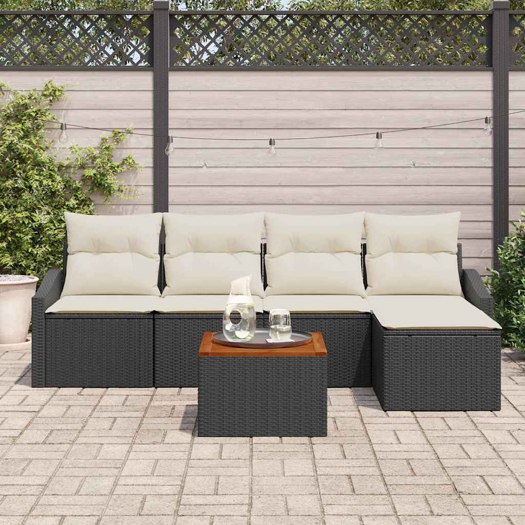 vidaXL Tuin Sofa Set 6 pcs Zwart, wit 55 x 55 x 37 cm