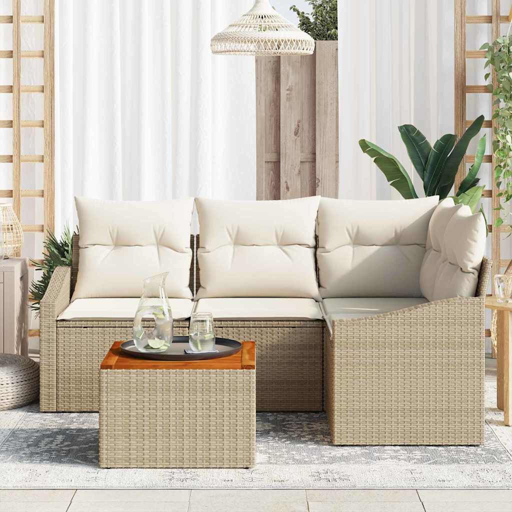 vidaXL Tuin Sofa Set 5 pcs Beige, wit 55 x 55 x 37 cm