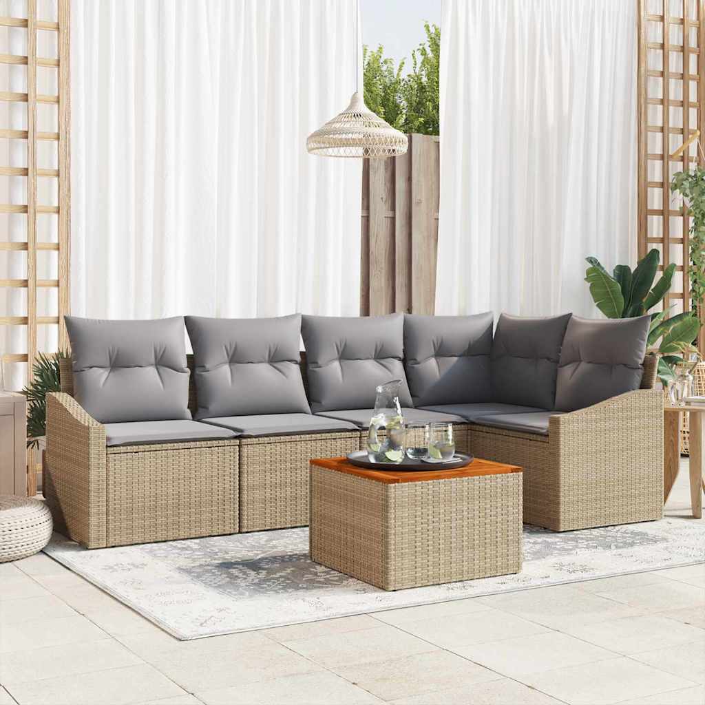 vidaXL Garten Sofa Set 6 pcs Beige, hellgrau 55 x 55 x 37 cm