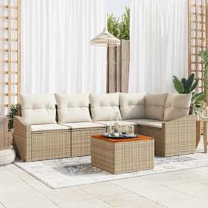 Vrtna sedežna garnitura 6 pcs Bež in smetanova poli ratan