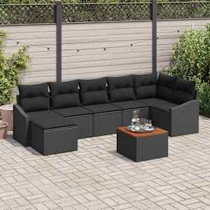 Vrtna sedežna garnitura s shranjevanjem 8 pcs Črna poli ratan