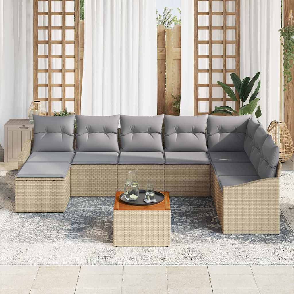 vidaXL Tuin Sofa Set 9 pcs Beige, lichtgrijs