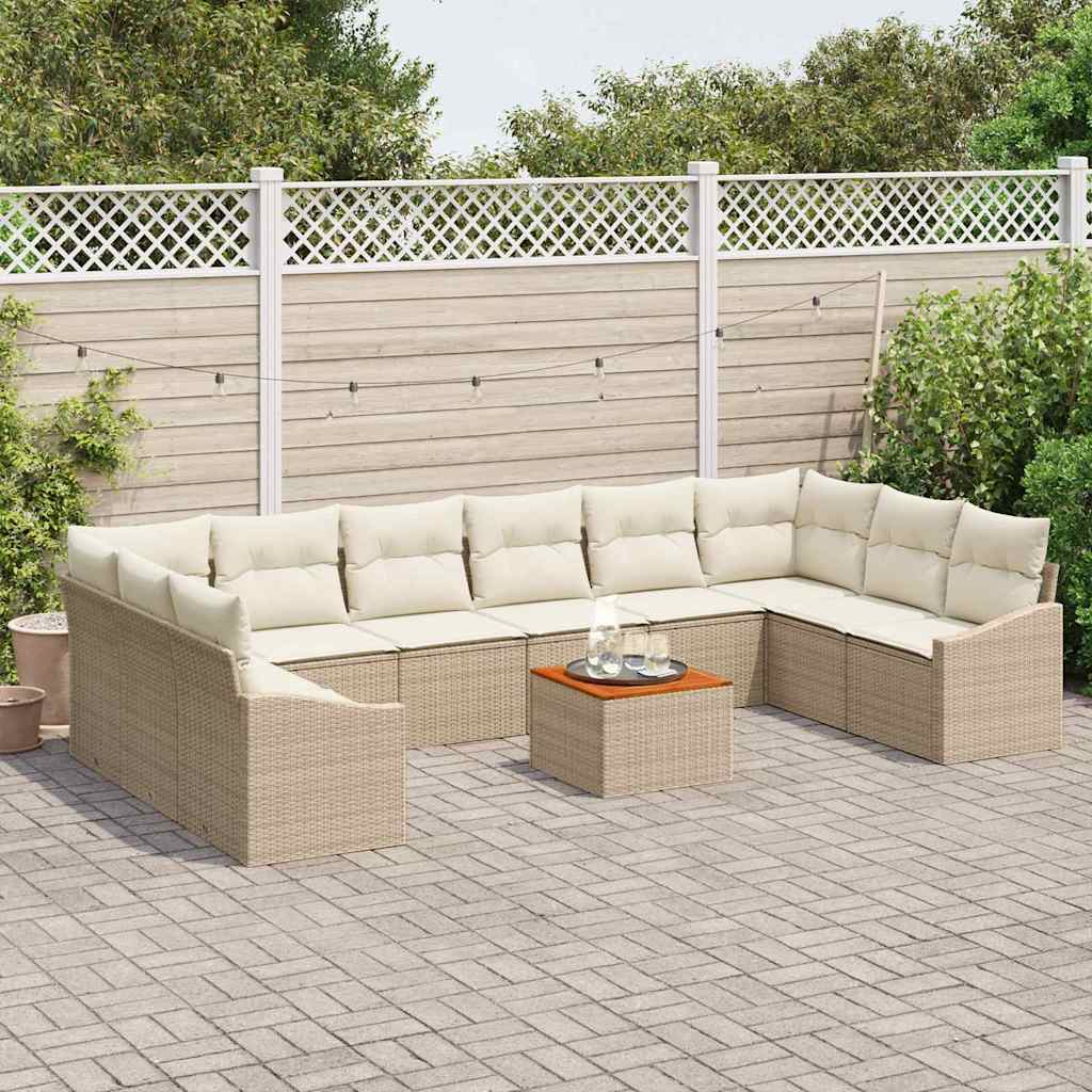 vidaXL Tuin Sofa Set 11 pcs Beige, wit