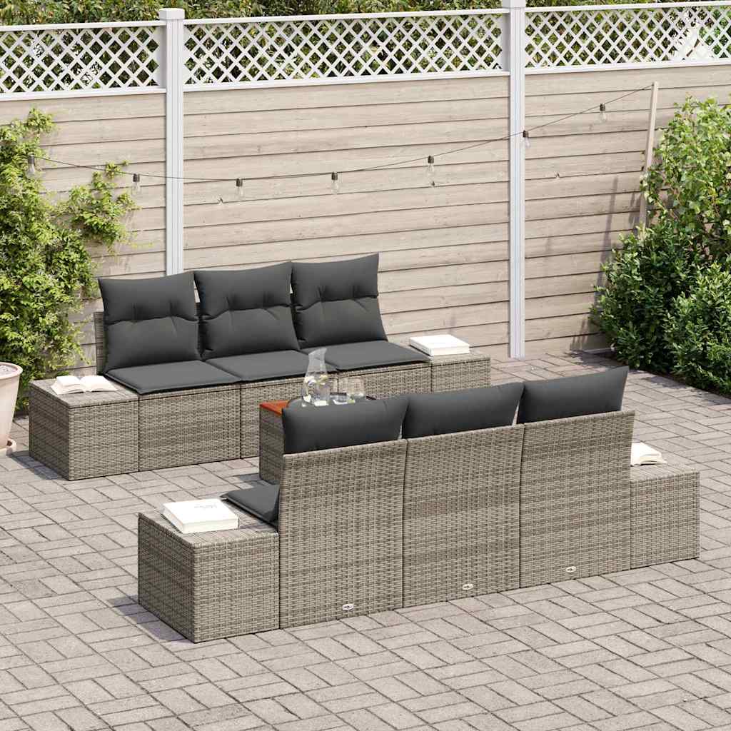 vidaXL Tuinsofa Set 7 pcs Grijs 55 x 55 x 37 cm Riet, polyester