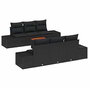 Sada zahradních pohovek s úložištěm 7 pcs Černá polyratan - obrázek 2