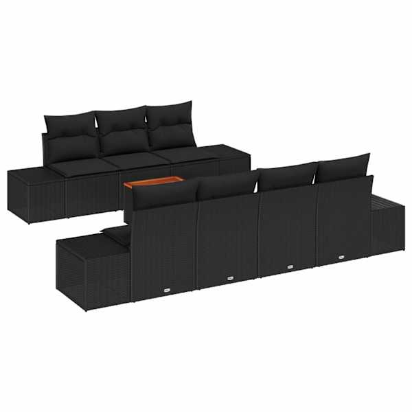 vidaXL Aia Diivanikomplekt 8 tk Must pol&uuml;rotang