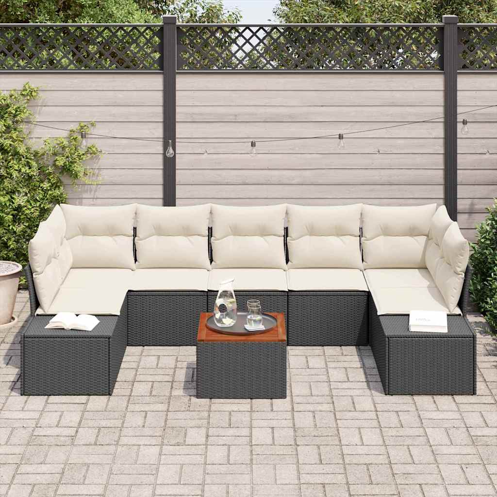 vidaXL Tuin Sofa Set 8 pcs Zwart, wit 55 x 55 x 37 cm