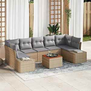 Vrtna sedežna garnitura 8 pcs Bež in svetlo siva poli ratan