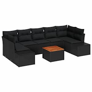 Sada zahradních pohovek s úložištěm 8 pcs Černá polyratan - obrázek 2