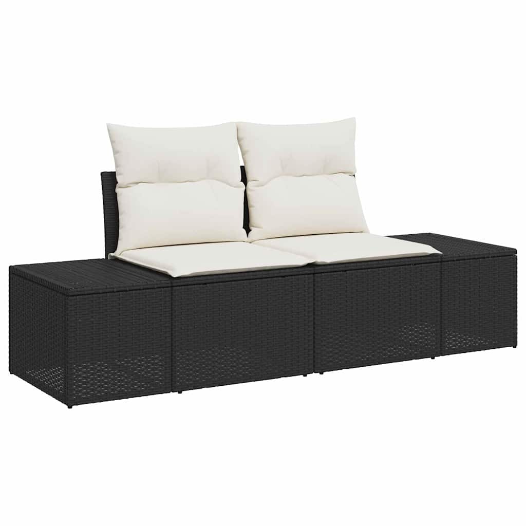 vidaXL Tuin Sofa Set 7 pcs Zwart, wit 55 x 55 x 37 cm