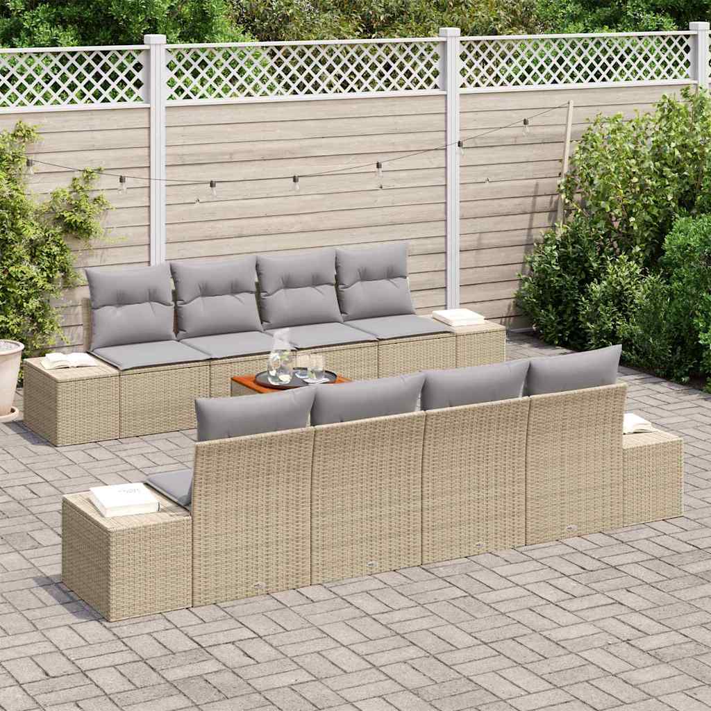 vidaXL Tuin Sofa Set 7 pcs Beige, lichtgrijs 55 x 55 x 37 cm