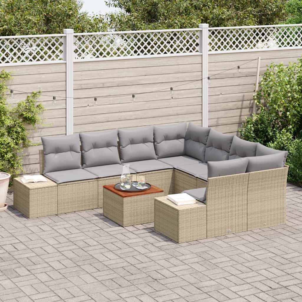 vidaXL Tuin Sofa Set 9 pcs Beige, lichtgrijs 55 x 55 x 37 cm
