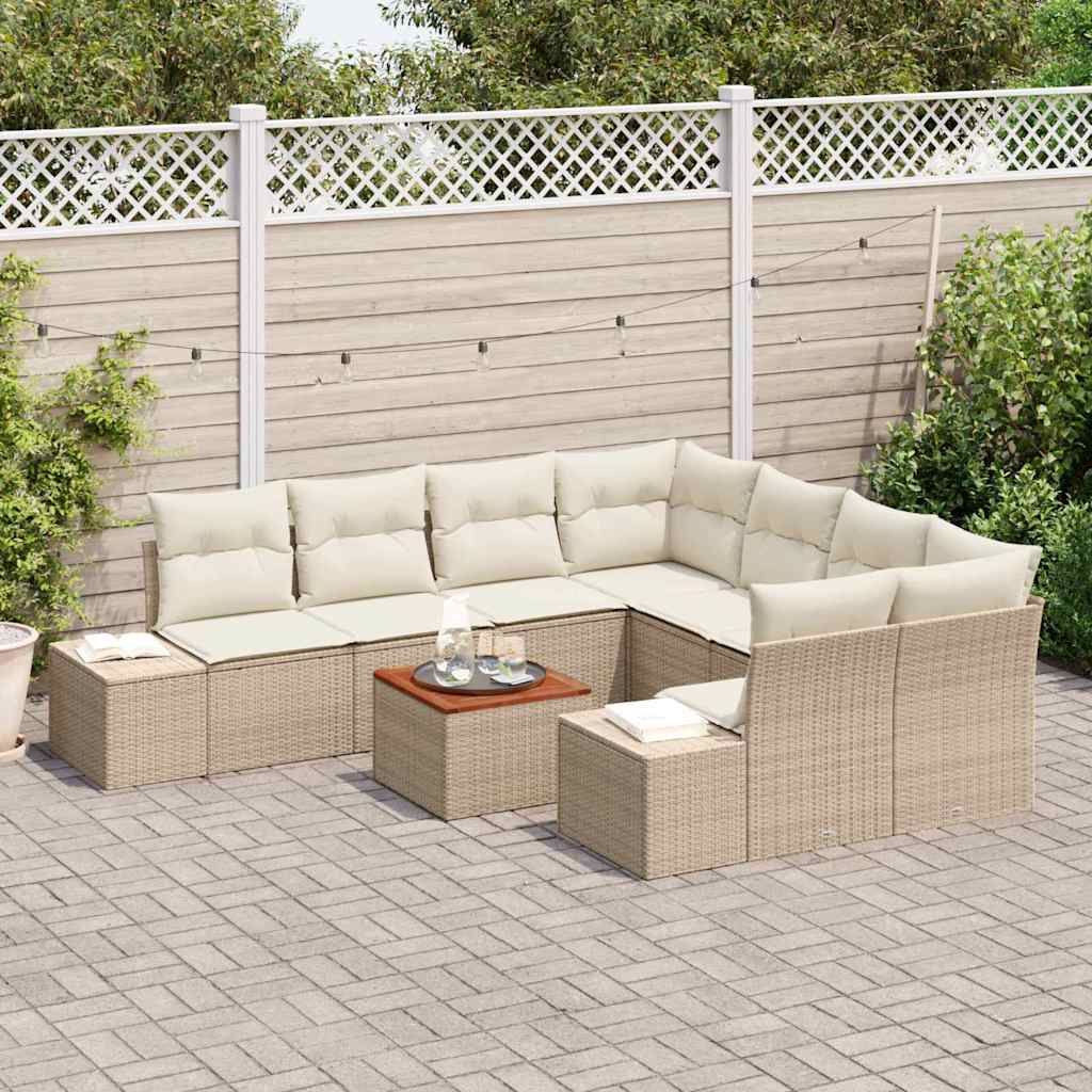 Thumbnail - vidaXL Garten-Sofa-Set 9 pcs Beige, weiß 55 x 55 x 37 cm