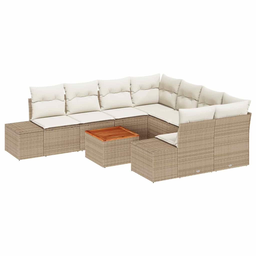 Thumbnail - vidaXL Garten-Sofa-Set 9 pcs Beige, weiß 55 x 55 x 37 cm