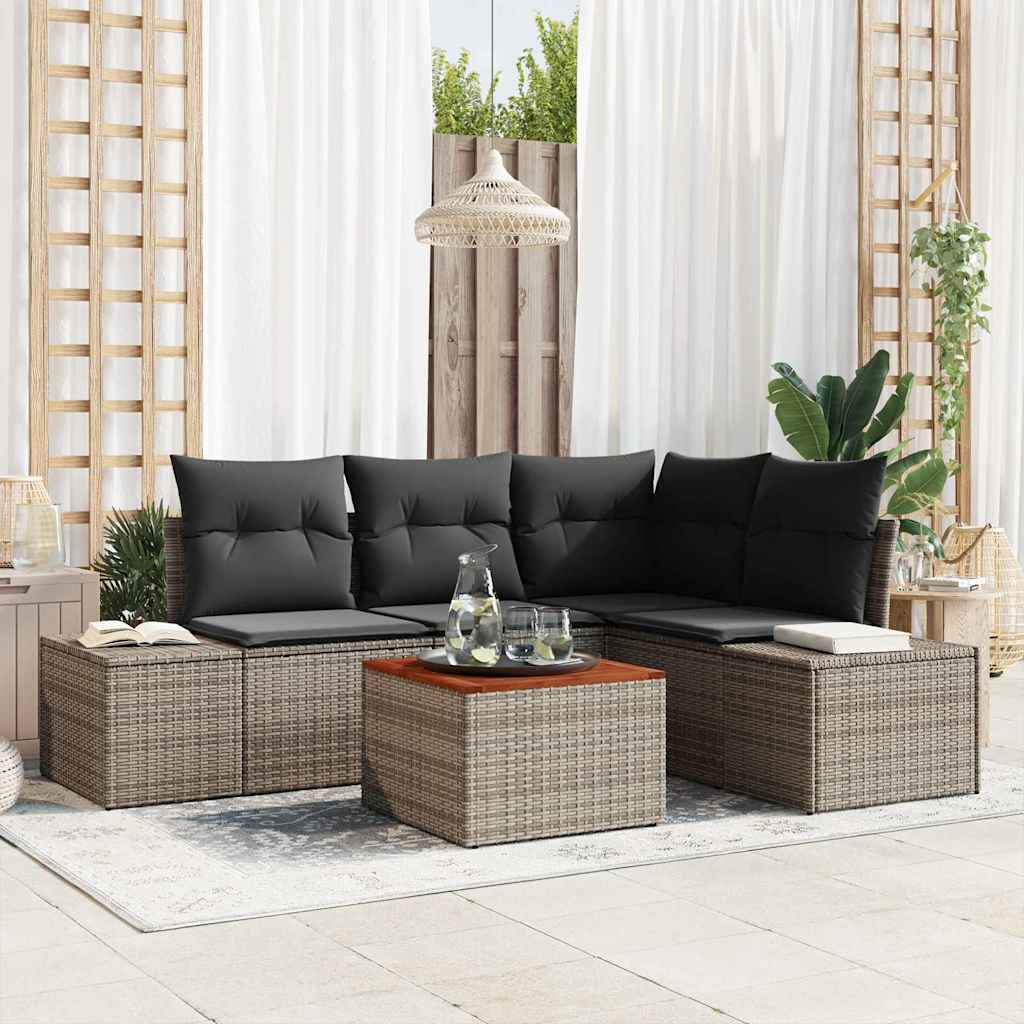 vidaXL Garten Sofa Set 5 pcs Grau 55 x 55 x 37 cm Poly-Rattan & Stahl