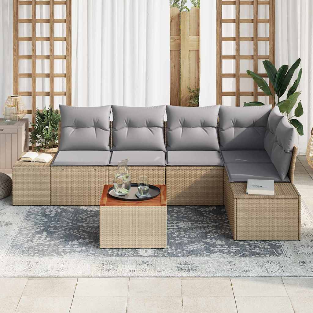 vidaXL Tuin Sofa Set 6 pcs Beige, lichtgrijs