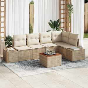 Vrtna sedežna garnitura 6 pcs Bež in smetanova poli ratan