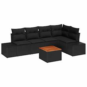Sada zahradních pohovek s úložištěm 6 pcs Černá polyratan - obrázek 2