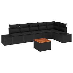 Sada zahradních pohovek s úložištěm 7 pcs Černá polyratan - obrázek 2