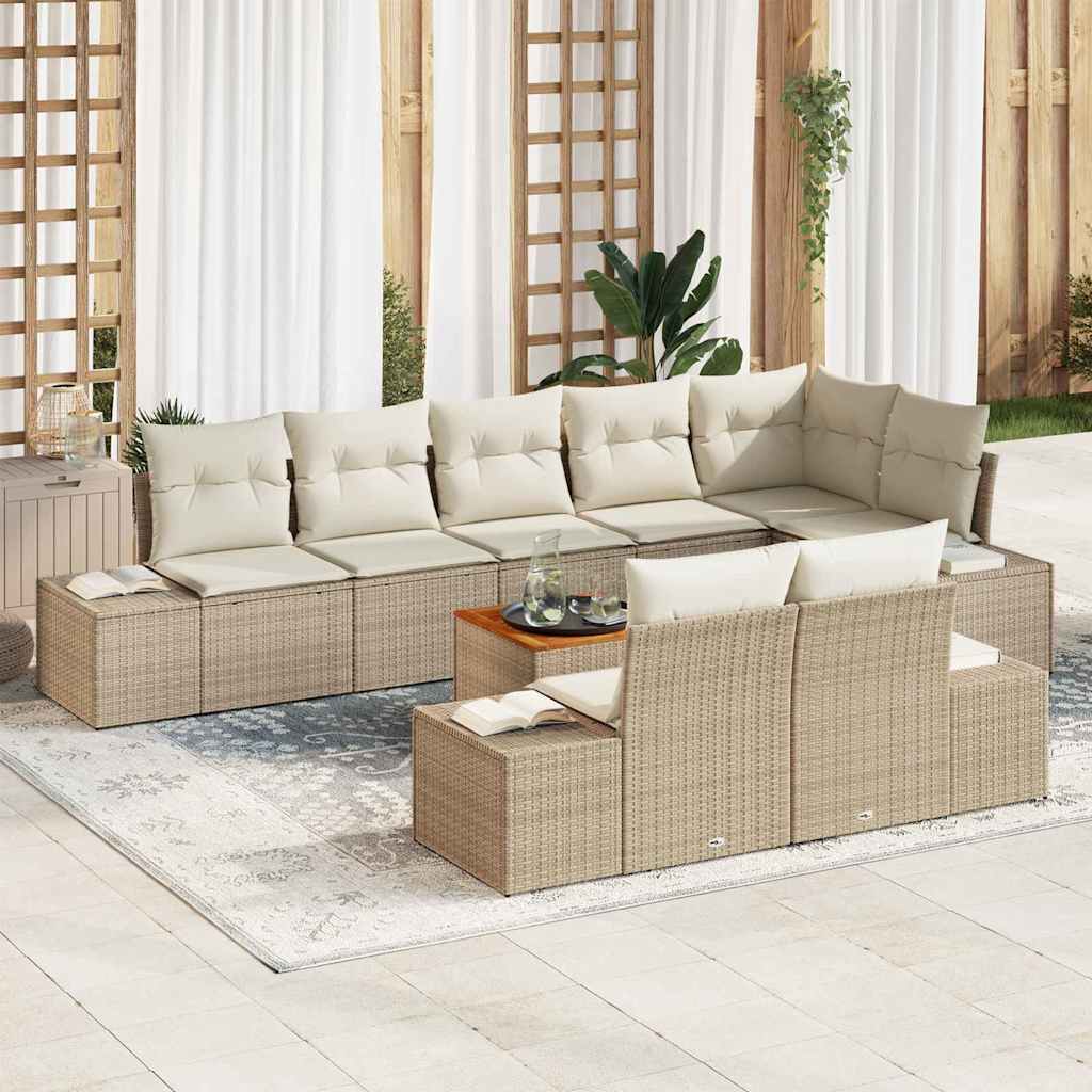 9-osaline aia sofa komplekt padjadega beež polürotangist akatsiooniga