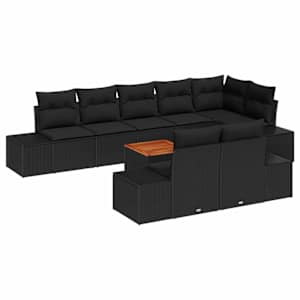 Sada zahradních pohovek s úložištěm 9 pcs Černá - obrázek 2