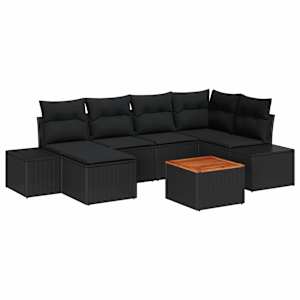 Sada zahradních pohovek 7 pcs Černá - obrázek 2