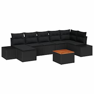 Sada zahradních pohovek 8 pcs Černá - obrázek 2