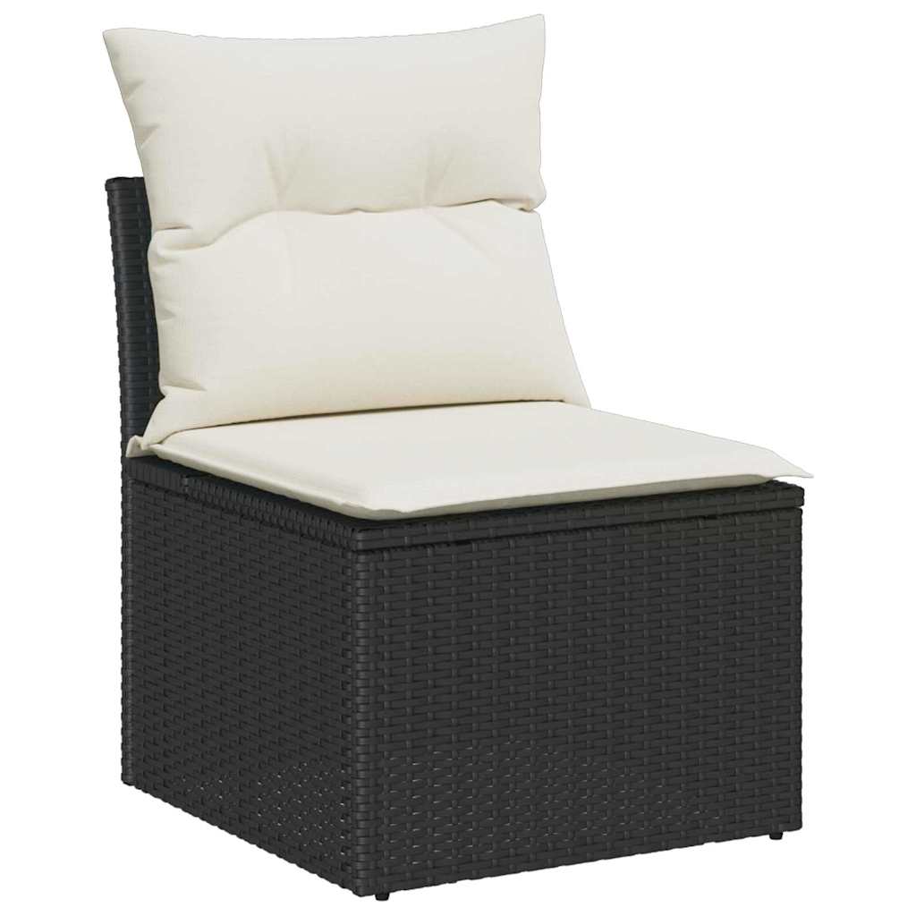 vidaXL Tuin Sofa Set 9 pcs Zwart, wit Rotan, Polyester, Staal