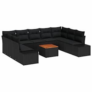 Sada zahradních pohovek s úložištěm 10 pcs Černá - obrázek 2